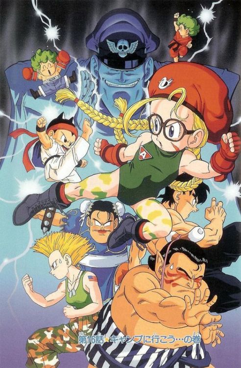 ca-tsuka:  Dr Slump crossovers, thanks to Akira Toriyama : Street Fighter 2 & Bruce Willis.