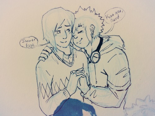 adabaiiart:A uni lecture doodle from a few days ago. Sorry Ken but Daisuke constantly smells like sw