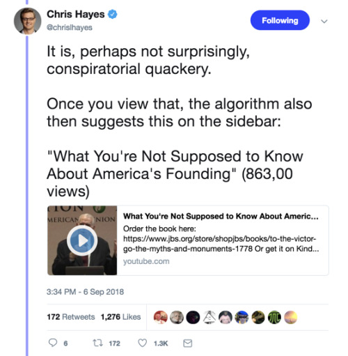 mediamattersforamerica:Chris Hayes hits the nail on the head here: YouTube’s algorithm continues to 