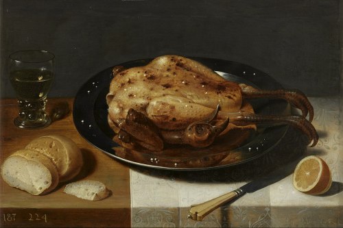 dutch-and-flemish-painters:David Rijckaert II - Still life with a lemon and capon - ca. 1616David Ri