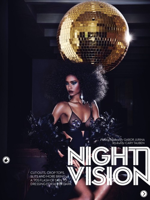 death-by-dior:divalocity:Ysaunny Brito in a story for Fashion Canada ” Night Vision” / Photographed by Gabor Jurina / Styling by Cary Tauben.  X