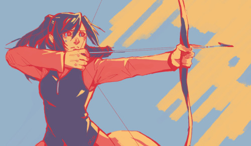 crimson-sun:  thepineapplecat said: Hanji Zoe with #15 please? :} cathsplat said: Can I request? Number 6, Sasha Braus with a bow and arrow if that’s alright~ Thanks before! love your art :D Funny story, Cathsplat - I remember you requesting Sasha,