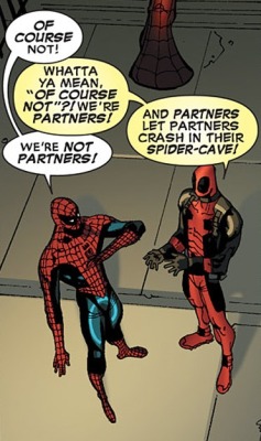 fyeahspideypool:  From “we’re not partners”