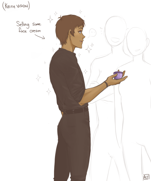 keithvkogane: lance isn’t in uniform because there’s an event and keith is a mess(please