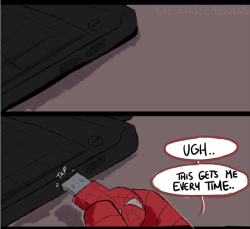 shesellsseagulls:  My FAVOURITE part about Into the Spider-verse is how they low-key implied that all/most Peter Parkers struggle with inserting USBs correctly.(Spidermans greatest weakness revealed) 