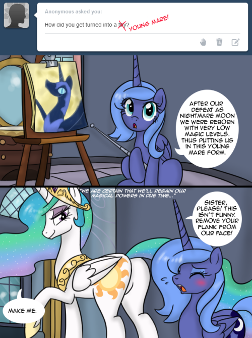 askyoungsterluna:  Ask Youngster Luna #5 “Needless to say, our Sister has taken advantage of our weakened state.” ~Luna  >W<