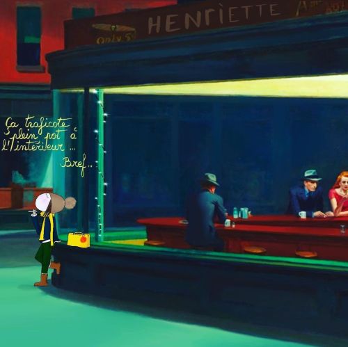 #edouardhopper #henriettedebordeaux #henriette #dessindujour #humour #visiteuntableau #digitalart #s