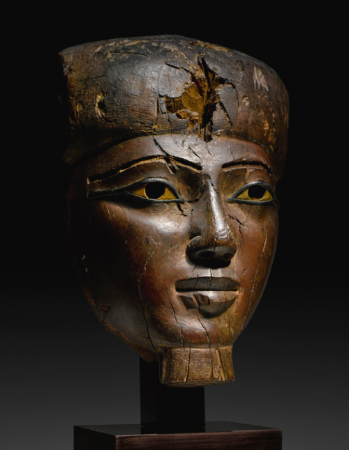 archaicwonder:Large Egyptian Wood Mummy Mask, 25th/Early 26th Dynasty, C. 750-600 BC