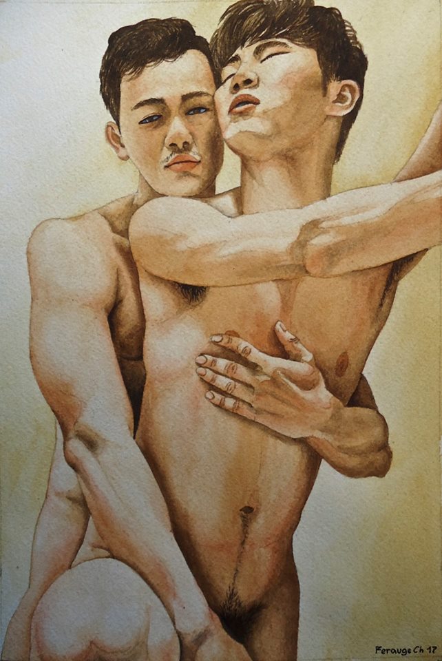 enchantemoimerlin:   Christian Ferauge‎     “ Duo ”Aquarelle 30 x 20 cm2017
