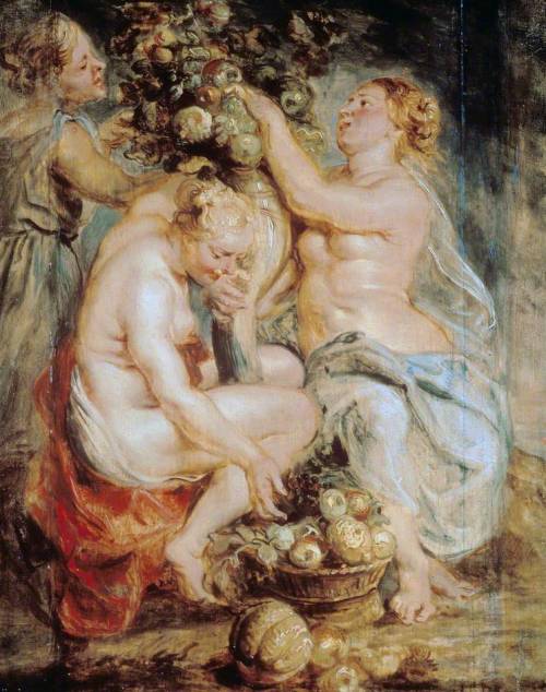 Ceres and Two Nymphs with a Cornucopia by Peter Paul Rubens c. 1617-1627oil on panelDulwich Picture 