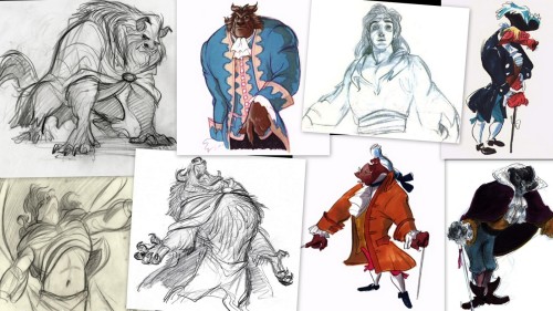 Beauty and the Beast Character Concept Art:1 & 2: Belle 3 & 4: The Beast/ Human Beast 5 &