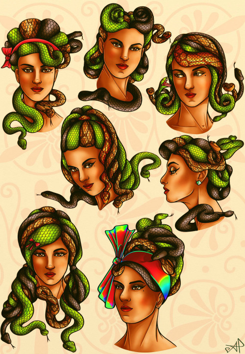 alexandriad:Medusa in some retro “hair” styles