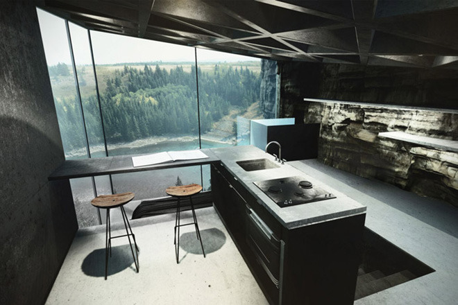 linxspiration:This Gorgeous Minimalist House Hangs Over The Side Of a Cliff