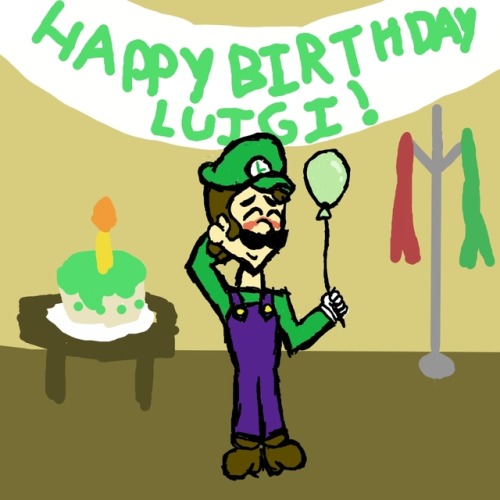 I Drew A Thing! Yay! Happy Birthday Luigi!