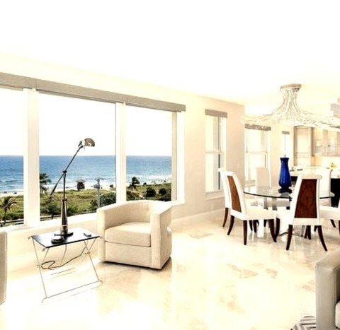 Miami Great RoomGreat Room - Mid-sized Contemporary Porcelain Tile And Beige Floor Great Room Idea With