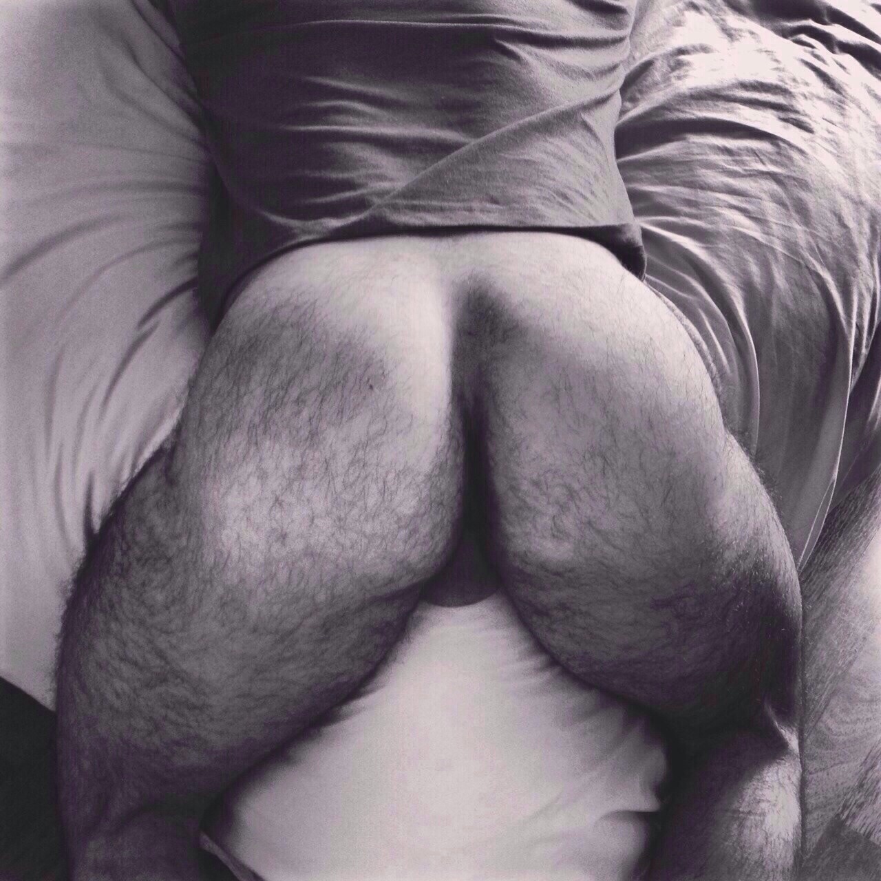 Hairy ass, ready for action.
