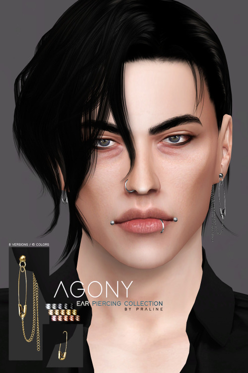 pralinesims: AGONY Ear Piercing CollectionHi guys!~ The recent days I’ve spent my time with re