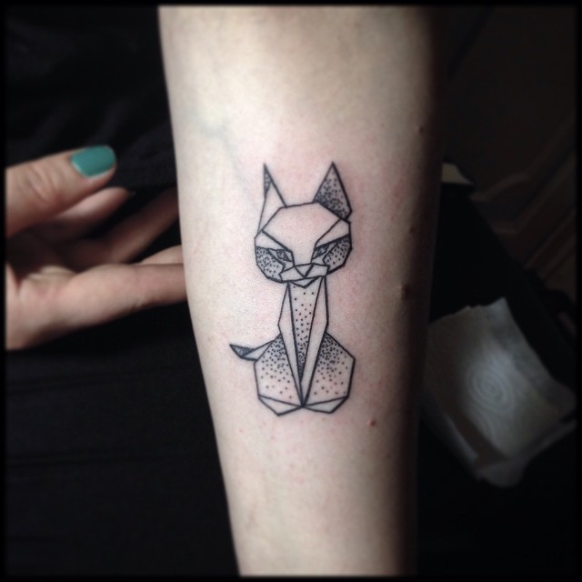 Awesome Tattoo Ideas Great Looking Origami Cat Tattoo With Some Lovely