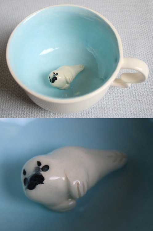 the-fox-jawed-cryptid: sosuperawesome:Hidden Surprise MugsMarie Claude Roch on Etsy Omfg