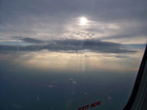 “The Wanderer above the sea of” … clouds, literally.Pictures taken from the airplane before l