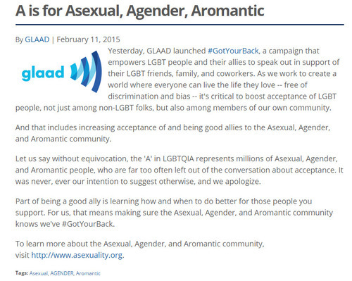 GLAAD Publically Recognizes Asexuality!