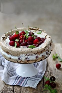 thefoodshow:  Walnut Meringue and Cherry