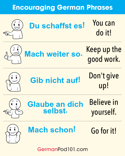 Encouraging Phrases in German!  PS: Learn German with the best FREE online resources, just click her