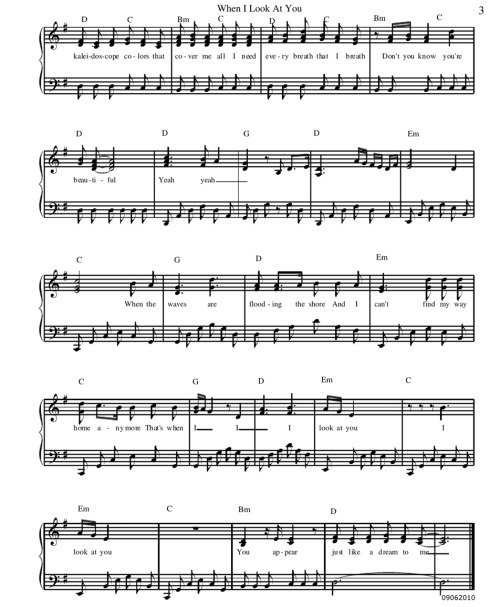 welovepianoforever:When I look at you ~ Miley Cyrus (Piano sheet) -> also from the last song