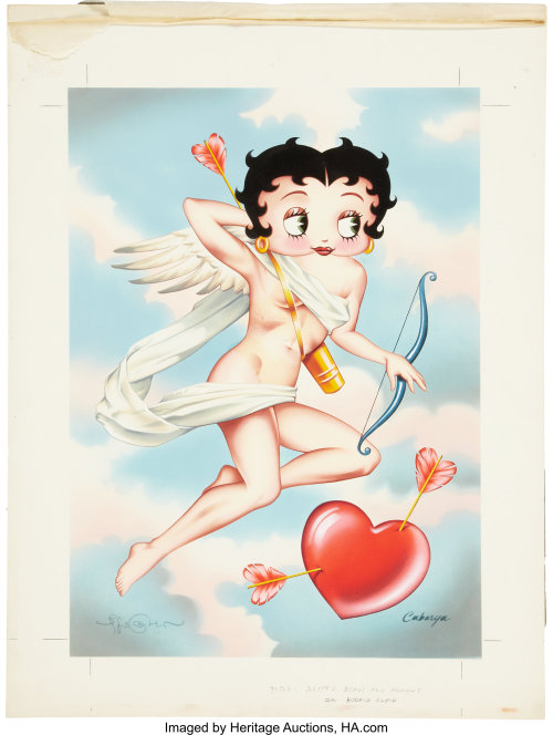 driveintheaterofthemind: Original Art - Betty Boop Boo-pid Cupid Greeting Card Illustration by Lesli