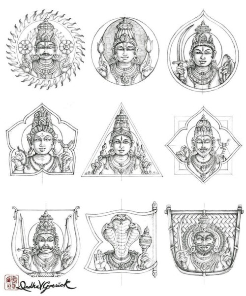 Navagraha or nine planetary deities by Drdha Vrata Gorrick