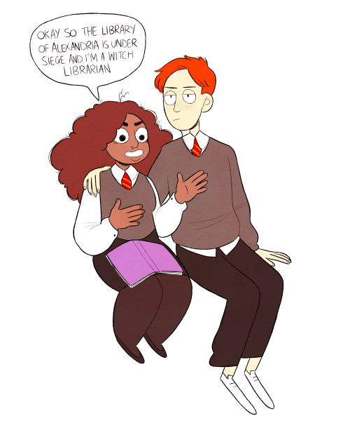 charlubby:   just pretend that ron went back to hogwarts to finish seventh year and that’s why they’re both in unifom 