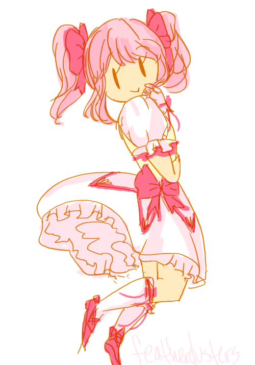 featherdusters:generic floaty doodle of madoka looking sketchy and pixiv-esque