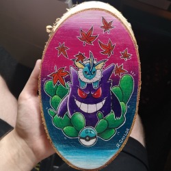 kiimon-art:  Finished this wood slice commission!!