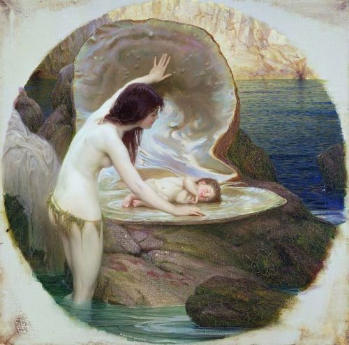 A Water Baby (c. 1900) by Herbert James Draper (England, 1863-1920). Manchester Art Gallery. 