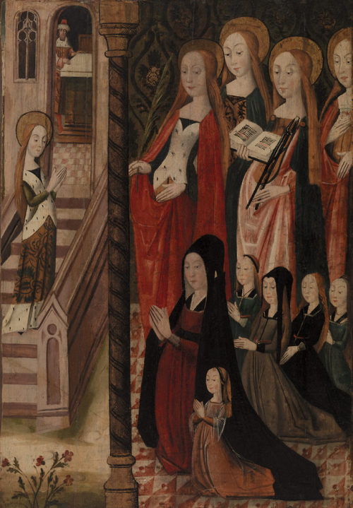 the-barnes-art-collection: Mary Going to the Temple, Four Female Saints, and a Female Donor and her 