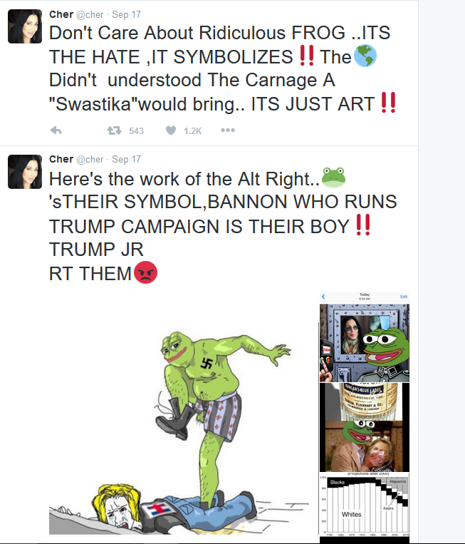 manfredvonfuckyourself:  Cher’s Twitter reads like a bot that makes political shitposts
