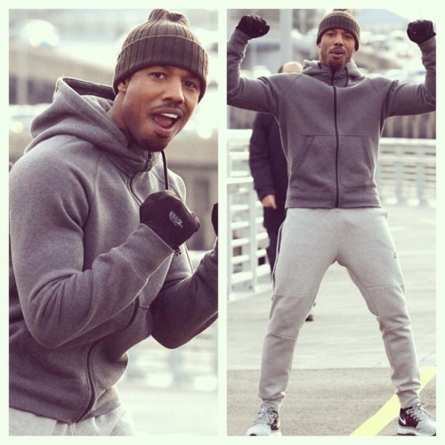 xemsays:  MICHAEL BAKARI JORDAN on the Philadelphia set of “Creed”😜
