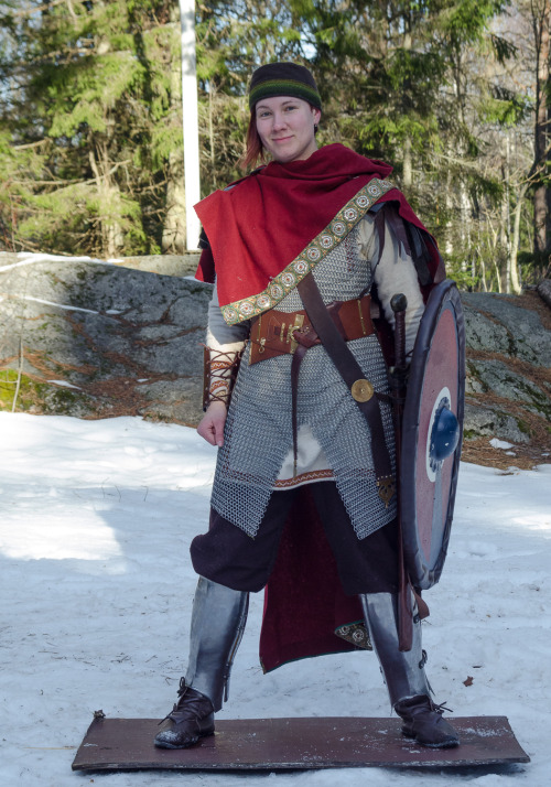 I guess it’s that time of year again. The larp campaign Barbaricum needed some pictures for their website, and these are the ones of me as a late Roman soldier. The board is there to make editing easier. I kept expecting to slide away.õ