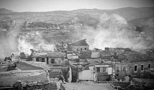 These images depict the massacre, looting, and burning of Phocaea in June 1914, committed 