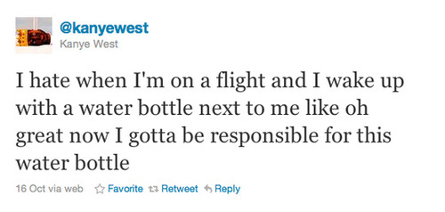 welovekanyewest:  Kanye on water bottles