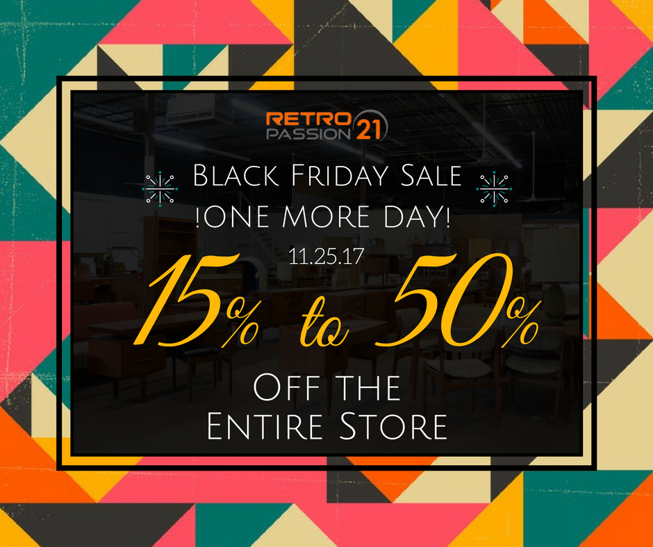 <p>We love our customers at RetroPassion21. All of you are, simply put, THE BEST, and we are so grateful for all of you, because without you (and your awesome taste in furniture) we couldn’t be us!</p><p>Now, originally our Black Friday Sale was only going to be for one day but we spoke with some of you and realized that a lot of our awesome customers weren’t able to make it today, so we decided that we are going to EXTEND OUR SALE FOR ONE MORE DAY!!! Just for YOU!</p><p>So STOP BY TOMORROW. 11.25.17. and take part of this awesome sale!!! <br/>We will be waiting at 6576 Dawson Blvd Ste B, Norcross, GA 30093. <br/>From 11 AM TO 6 PM! <br/>Call us for info @ (678) 373-7967</p>