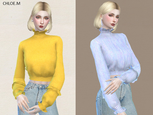 chloem-sims4:   Blouse with falbalaCreated for: The Sims 4 14 colorsHope you like my creations!Dow