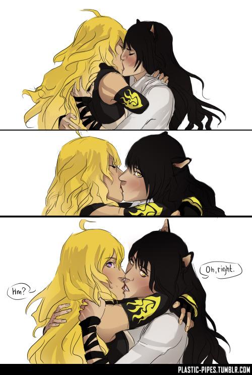 plastic-pipes:Yang and Blake reunion right before they beat Adam into oblivion together c: people ha