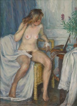 huariqueje:    Nude with Bandaged Hand -    Valdemar Väli  1946 Estonian 1909-2007 oil/canvas 100.0 x 73.0 cm 