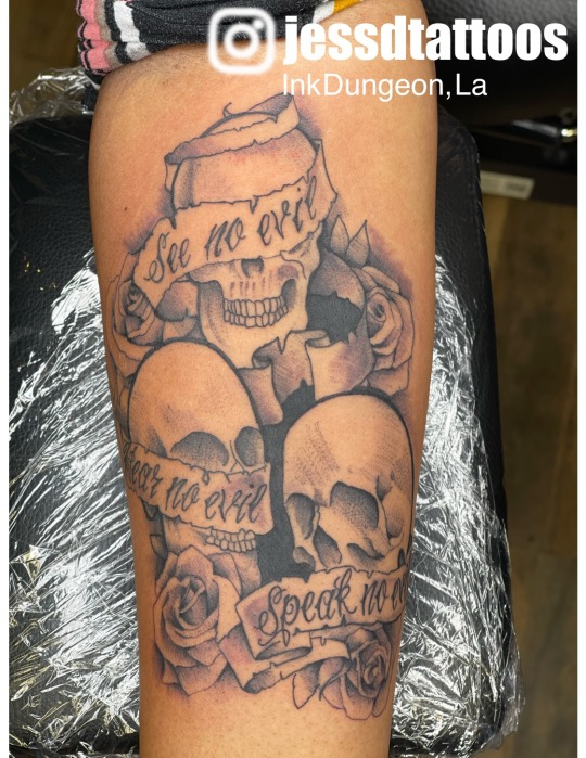 See No Evil Skull by Pepper  Tattoos