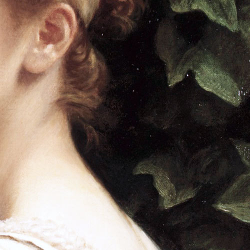 caravaggibro:Poynter, Edward J. Pea Blossoms. Detail. 1890. Oil on canvas. Private Collection, n.p.