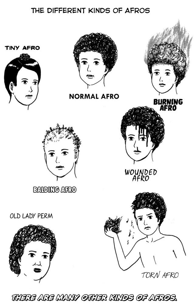 tron-a-thon:   The different kinds of afros. There are many other kinds of afros.