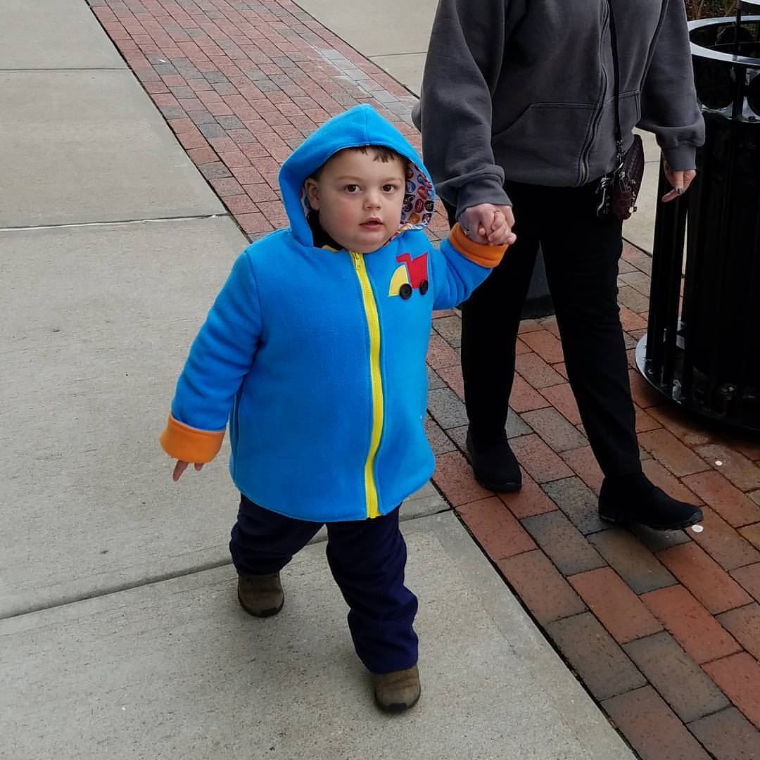 I made mister Henry a truck coat last night. #truck #kidsfashion #kidcoats