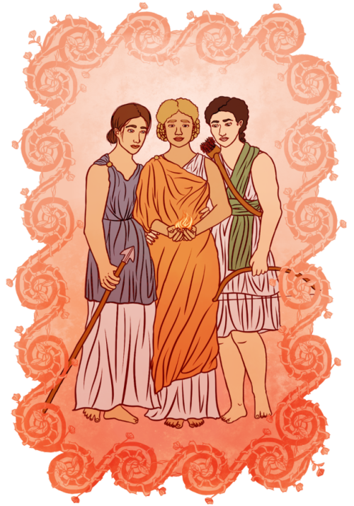 bookhobbit:Minerva, Vesta, and Diana  couldn’t figure out which version of the frame looked better