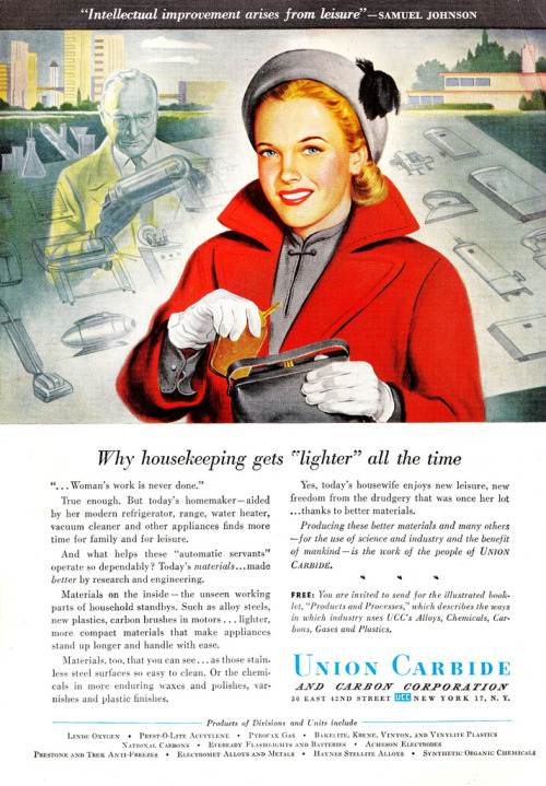 1947 ad. A housewife has automatic servants.